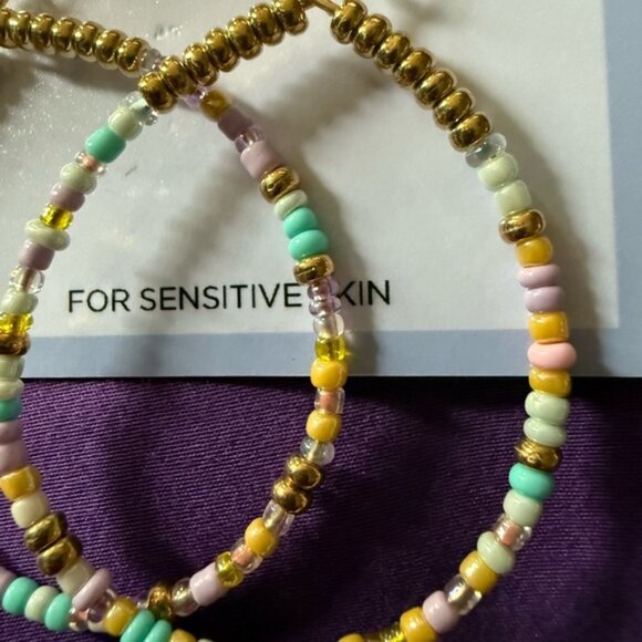 Beaded Hoop Earrings Sensitive Skin - Picture 3 of 6